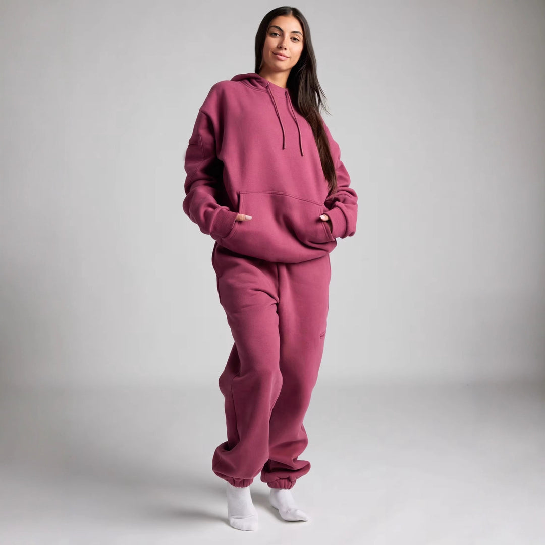 Damen nan Kapuzensweatshirt mit integrierter Schlafblende und weichem Fleece-Innenfutter Drune
