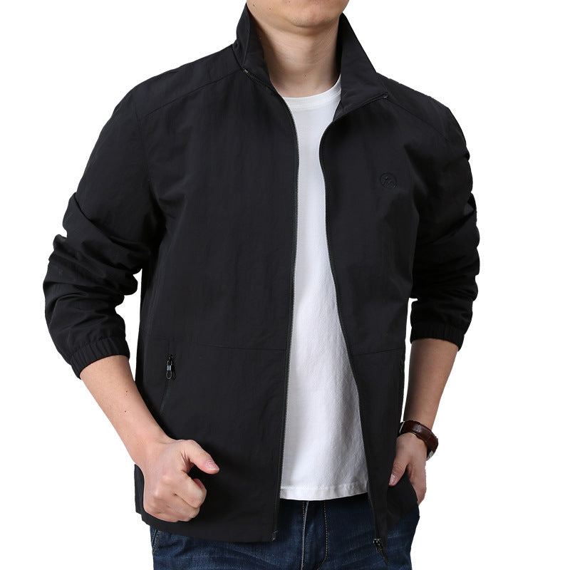 Herren Leichte Windjacke mit Stehkragen, elastischen Bündchen und verdecktem Reißverschluss Drune