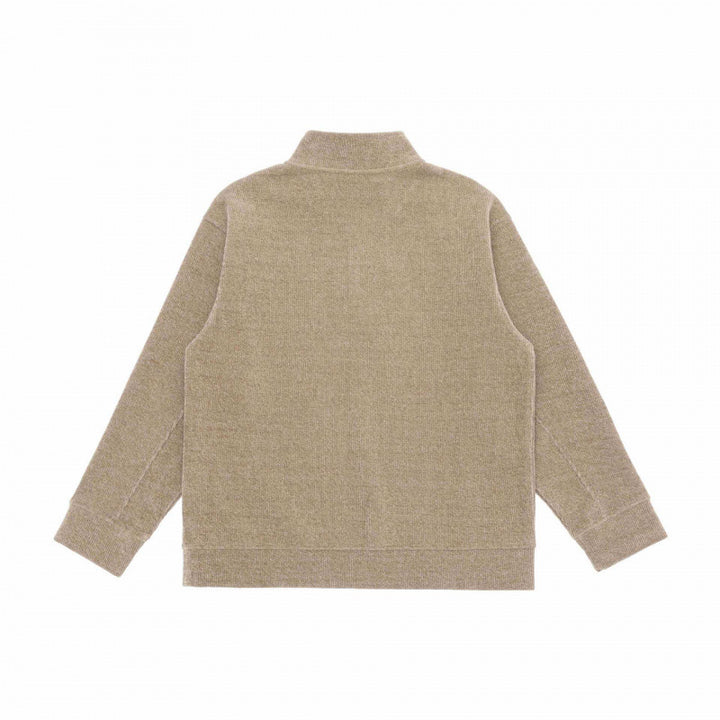 Unisex Boxy-Strickpullover mit halber Knopfleiste und Stehkragen Drune