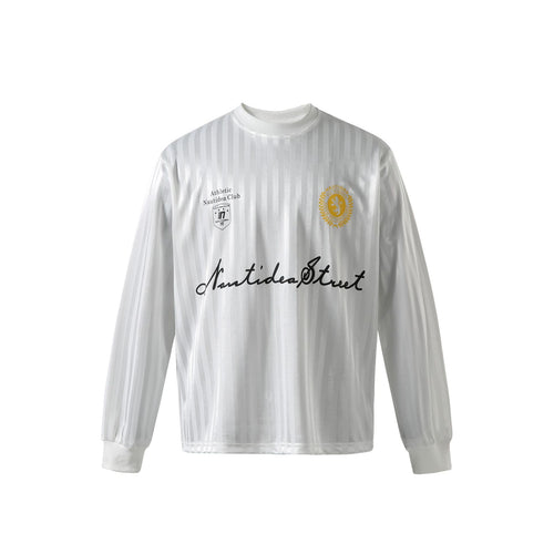 Unisex Langarm-Sporttrikot im Retro‑Fußballstil mit Stehkragen und gestreifter Jacquardstruktur Drune