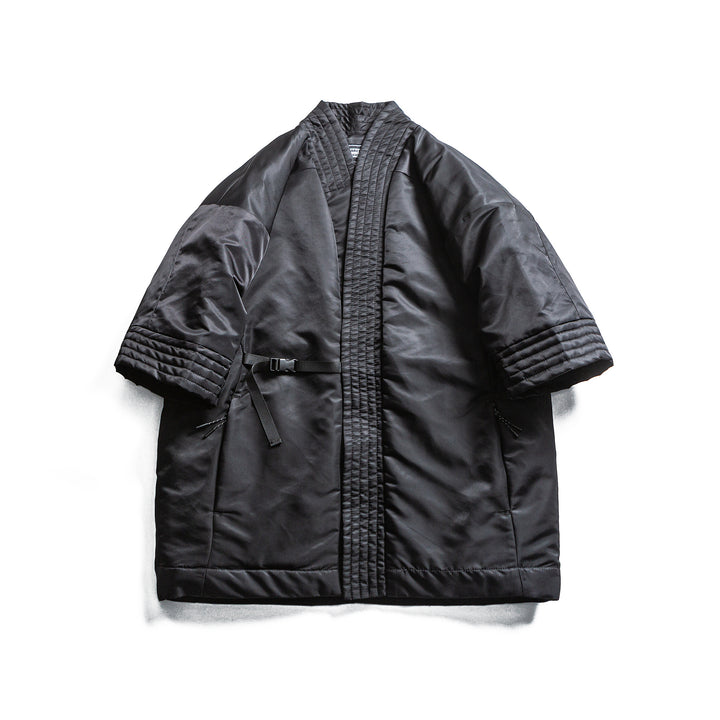 Unisex Gepolsterte Kimono-Jacke mit kurzem Ärmel und Taillengürtel Drune