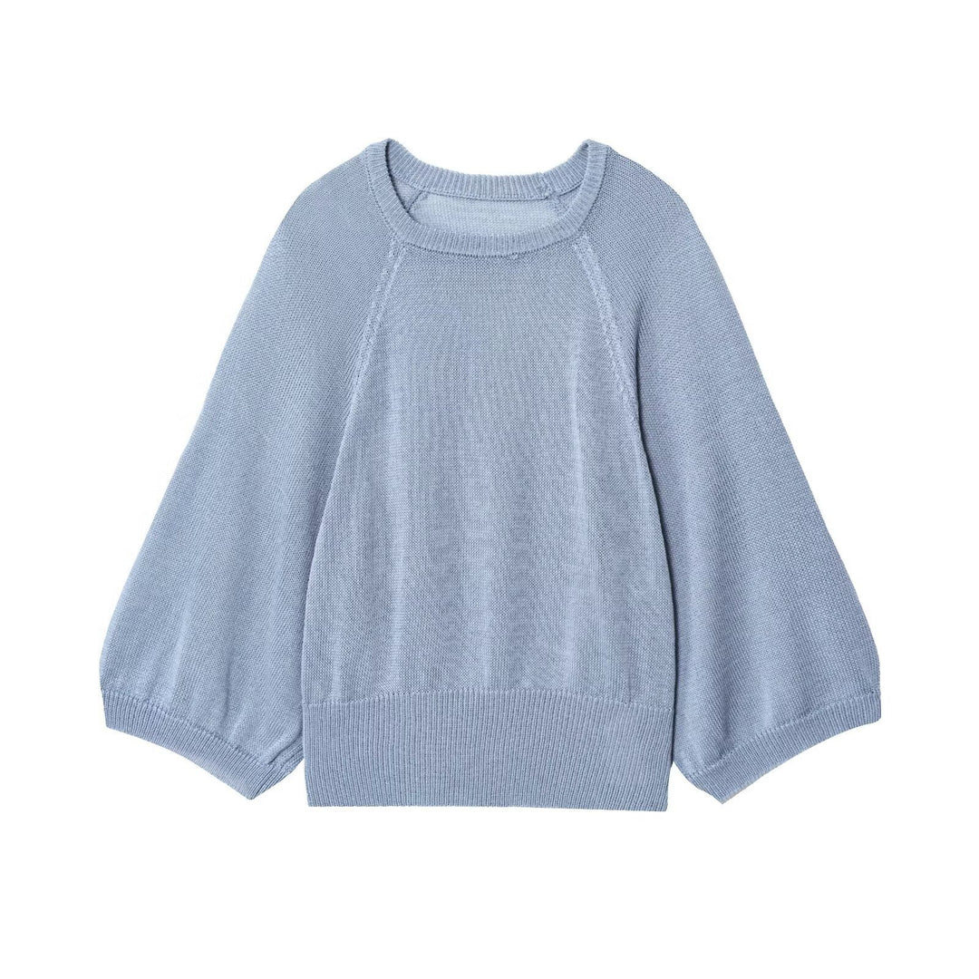 Damen lässiger Pullover mit überschnittenen Ärmeln und Rundhalsausschnitt Drune