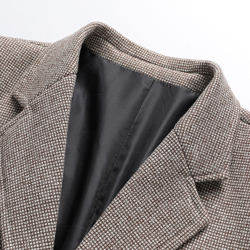 Herren Slim-Fit Blazer im feinen Struktur-Tweed mit aufgesetzten Pattentaschen Drune