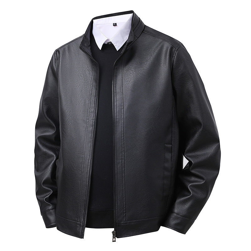 Herren Premium-Kunstleder-Blousonjacke mit Verdecktem Zwei-Wege-Reißverschluss & Rippbündchen Drune