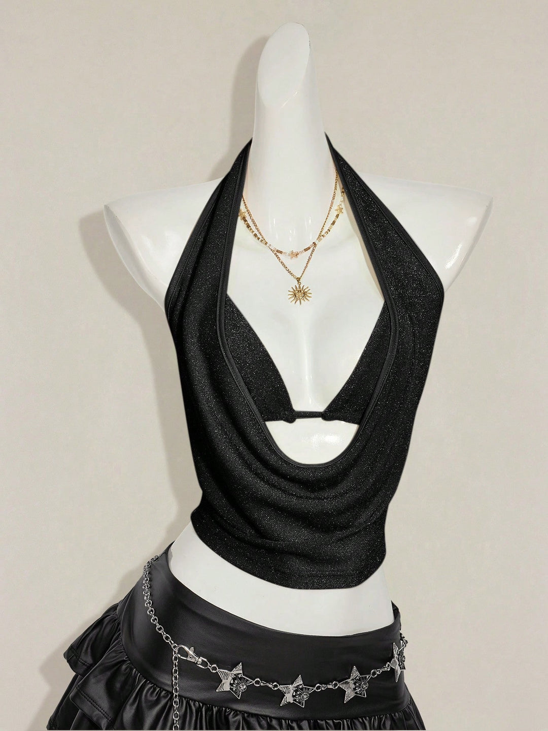Damen Elegantes Cross-Over-Top mit tiefem Ausschnitt Drune