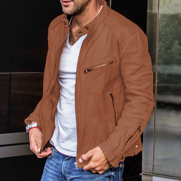 Herren Weiche Leder Bikerjacke mit Designelementen