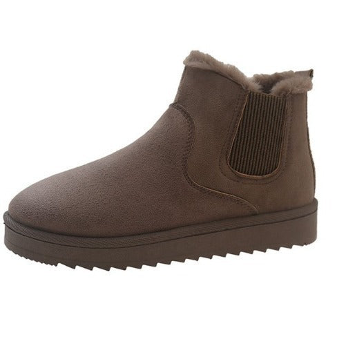 Damen Gefütterte Chelsea-Stiefelette aus Wildlederoptik mit elastischem Einsatz und Profilsohle Drune