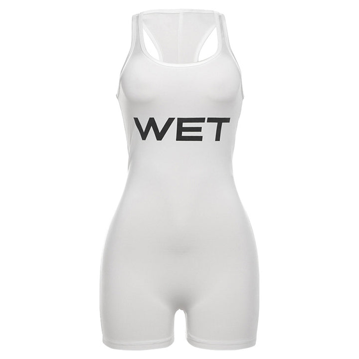 Damen Sportlicher Einteiler mit Racerback und auffälligem Logo Drune