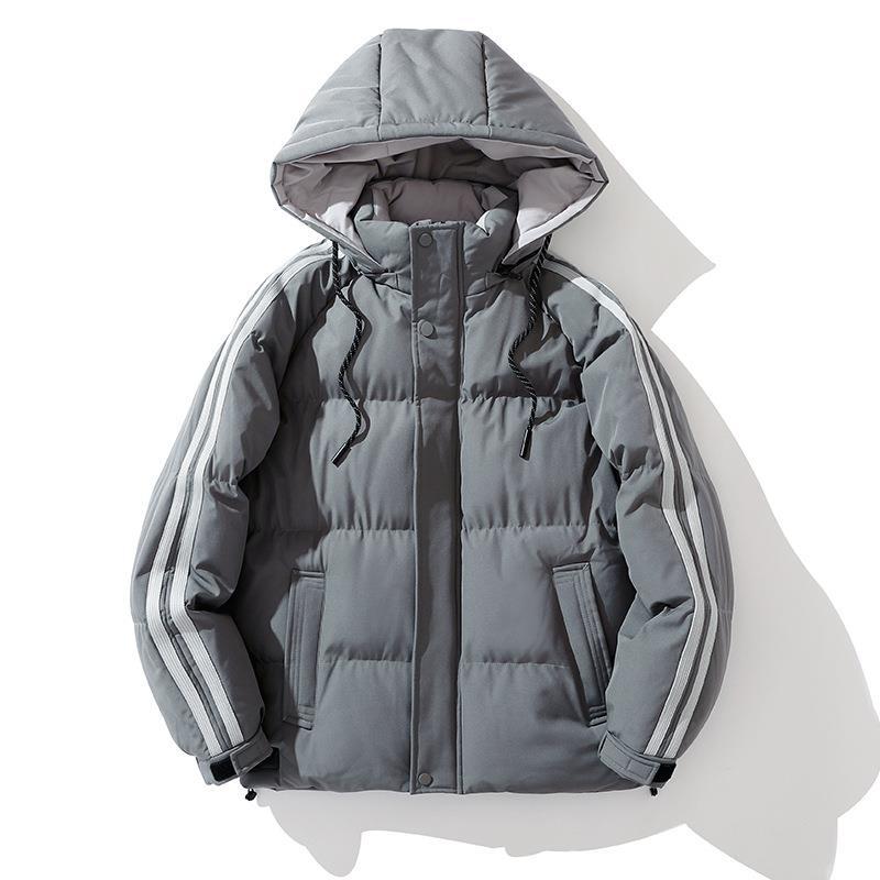 Unisex Wattierte Kapuzenjacke mit Kordelzug und Kontraststreifen Drune