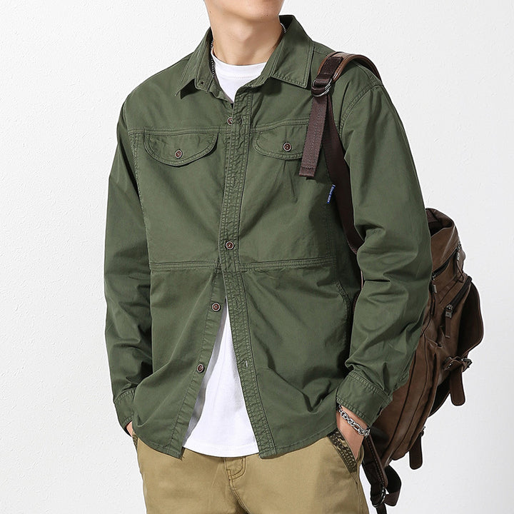 Herren Overshirt aus Baumwoll-Twill mit Brustklappen und entspanntem Regular-Fit Drune