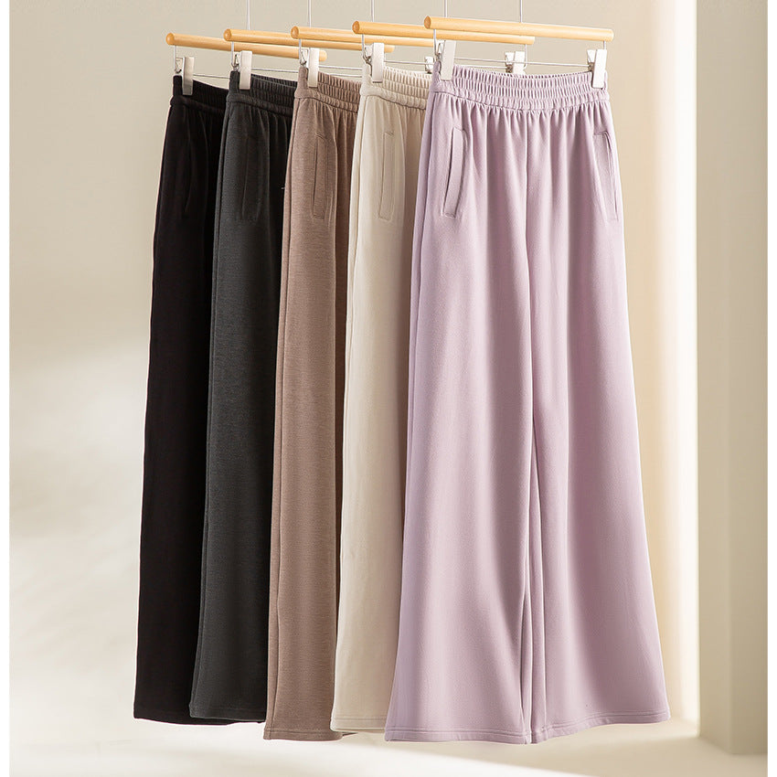 Damen weite Lounge-Hose mit elastischem Bund und Eingrifftaschen Drune