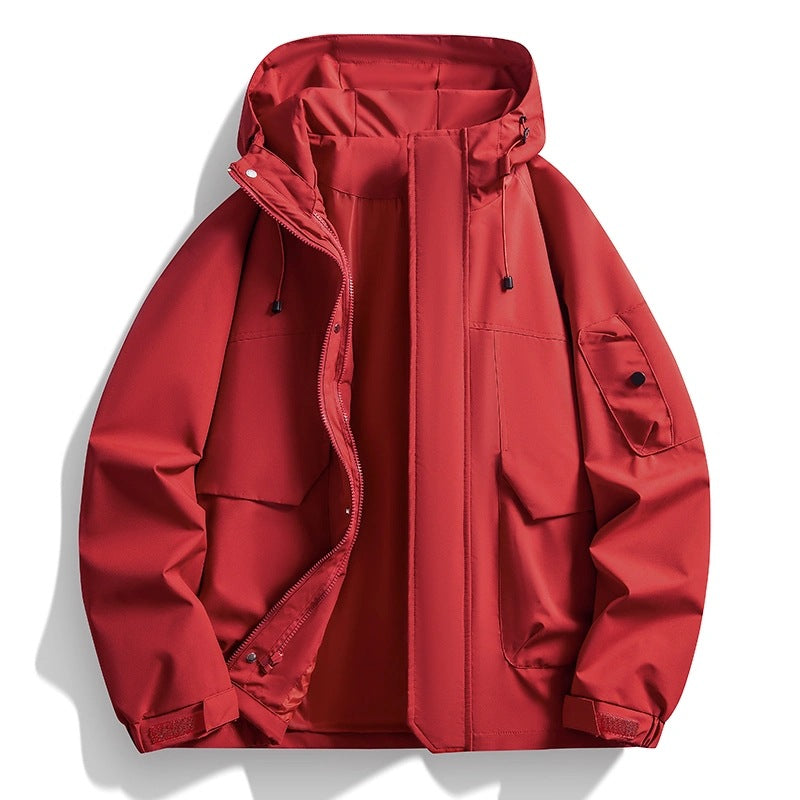 Herren Wasserdichte Kapuzenjacke im Utility-Stil mit verschweißten Nähten und verdecktem Reißverschluss Drune