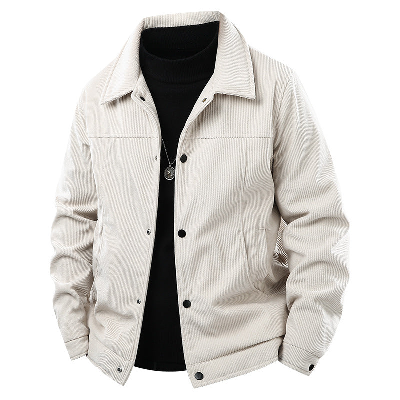 Herren Cordjacke im lässigen Worker-Style mit Druckknopfverschluss und seitlichen Eingrifftaschen Drune