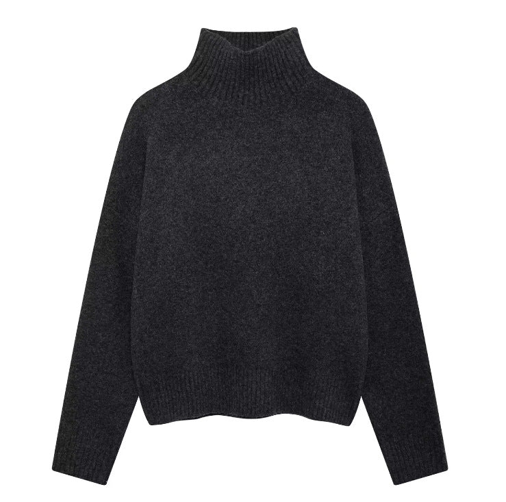 Damen 200+ gerippter Cropped‑Pullover mit Stehkragen und Oversize‑Ärmeln Drune