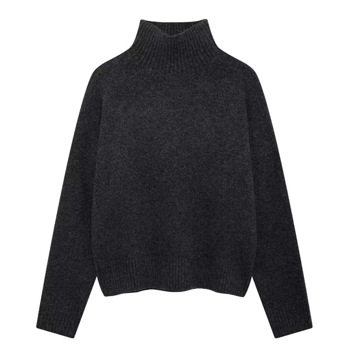 Damen 200+ gerippter Cropped‑Pullover mit Stehkragen und Oversize‑Ärmeln Drune