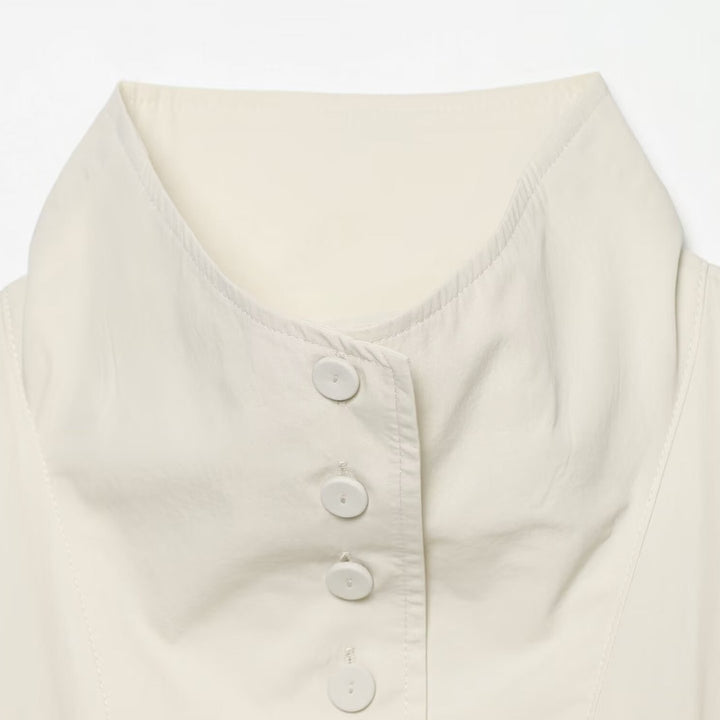 Damen Cropped-Blouson mit hohem Stehkragen, durchgehender Knopfleiste und Ballonärmeln Drune