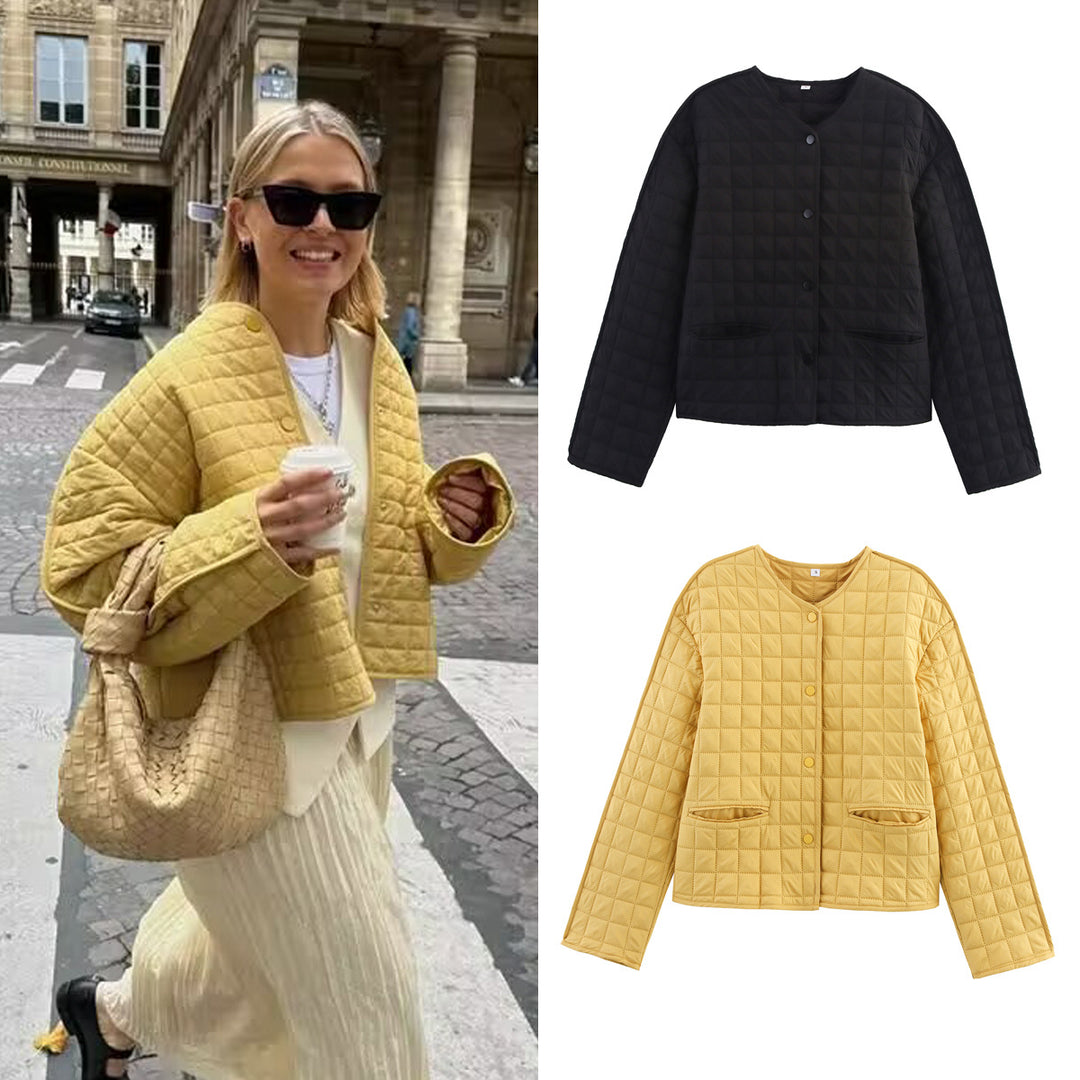 Damen Steppjacke mit Rundhalsausschnitt, leichter Wattierung und Leistentaschen Drune