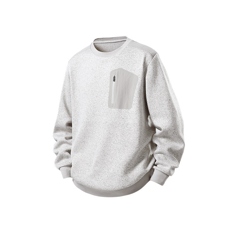 Herren Relaxed-Fit Struktursweatshirt mit Reißverschluss-Brusttasche Drune