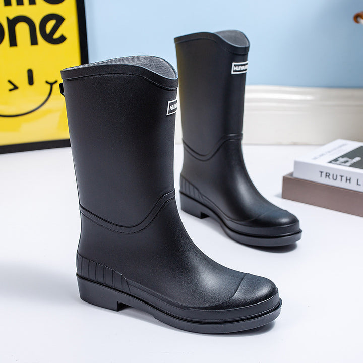 Damen Mittelhohe wasserdichte Gummiregenstiefel mit rutschfester Profilsohle Drune