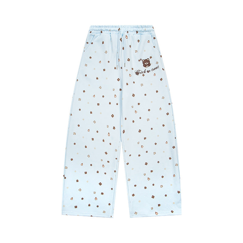 Damen Weite Loungehose im Culotte‑Stil mit elastischem Komfortbund und süßem Bären‑Print Drune