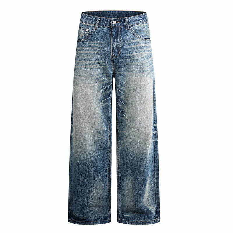 Damen hochgeschnittene weite Vintage-Jeans mit weitem Bein und klassischem Taschen-Design Drune