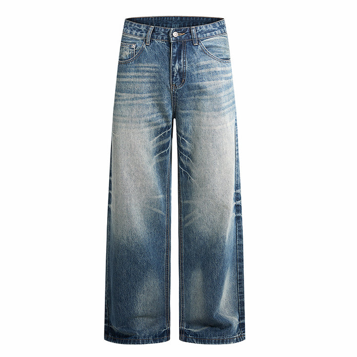 Damen hochgeschnittene weite Vintage-Jeans mit weitem Bein und klassischem Taschen-Design Drune