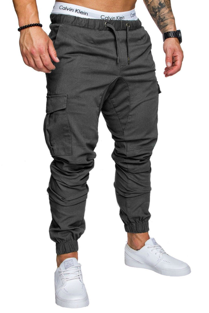 Herren nan taillierter Cargo-Jogger mit elastischem Bund, Kordelzug und aufgesetzten Taschen Drune