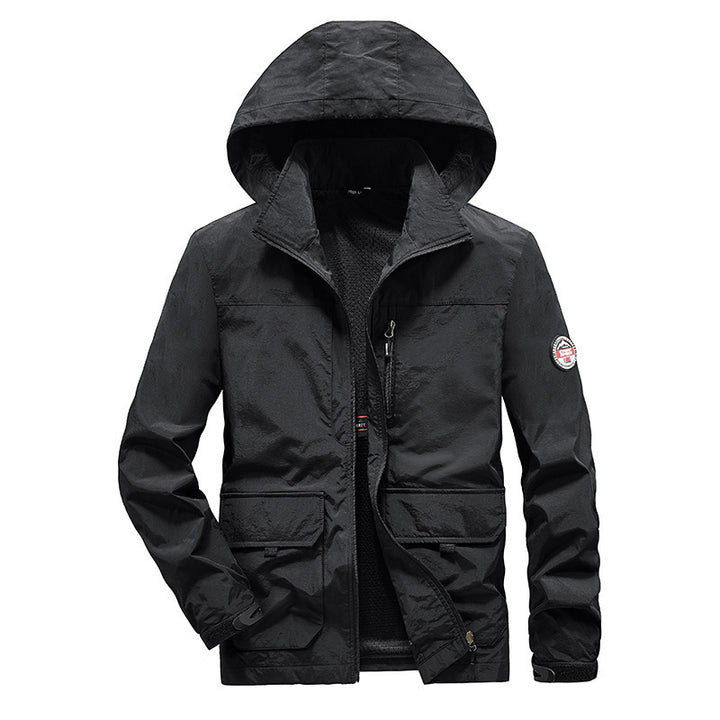 Herren Ultraleichte Kapuzen-Fieldjacke mit Mesh-Innenfutter und Mehrfach-Taschen Drune