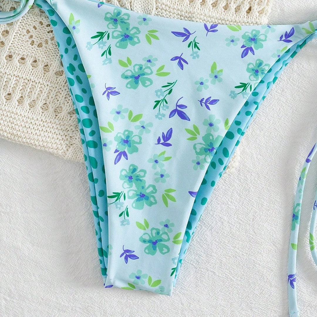 Damen Triangel-Bikini-Set mit hübschen Blumenmustern Drune