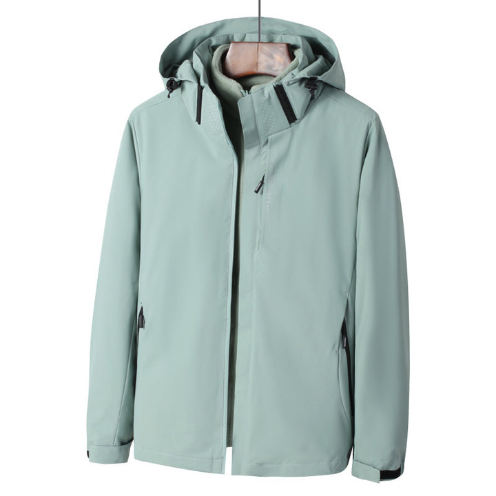 Herren Wind- und wasserabweisende Kapuzenjacke mit ergonomischem Schnitt und verdecktem Reißverschluss Drune