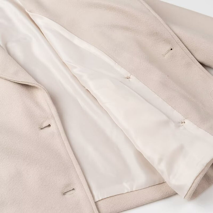 Damen Kurzer Zweireihiger Boxy-Peacoat aus Wollmix mit weitem Revers Drune