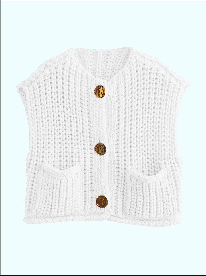 Damen Strickweste mit Knopfdetails und praktischen Taschen Drune