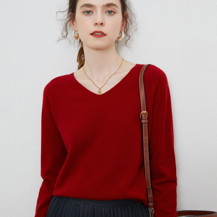 Damen Kuscheliger V‑Ausschnitt Feinstrickpullover aus Mohair‑Mix mit flauschiger Oberfläche Drune