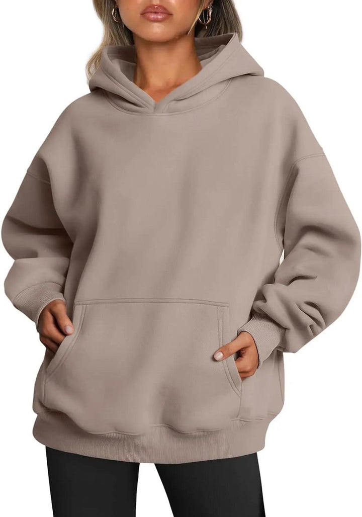 Damen nan oversized Kapuzenpullover mit verlängerter Silhouette und Kängurutasche Drune