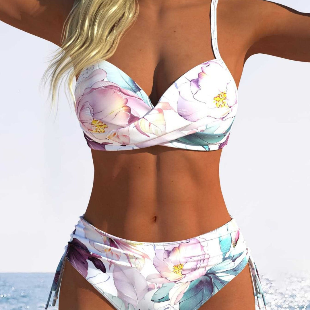 Damen Bikini-Set mit geometrischem Design und verstellbarem Bund Drune