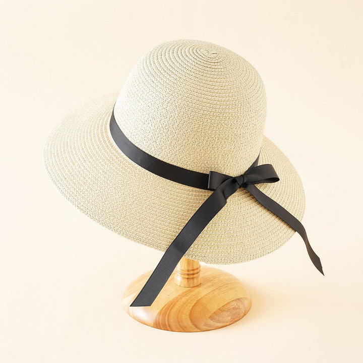 Damen Eleganter Sonnenhut mit breiter Krempe und stilvollem Satinband Drune