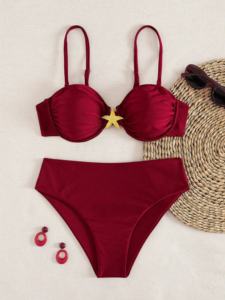 Damen Bikini-Set mit elegantem Push-Up-Oberteil und hohem Taillenunterteil Drune