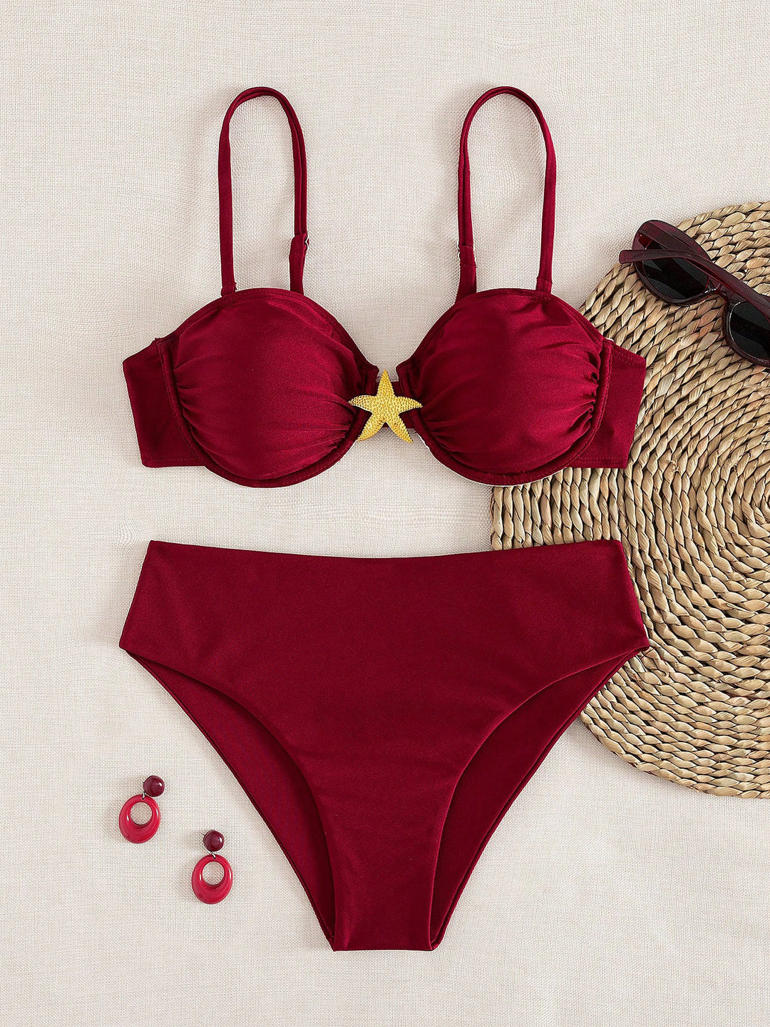 Damen Bikini-Set mit gepolstertem Oberteil und dekorativem Stern-Detail Drune