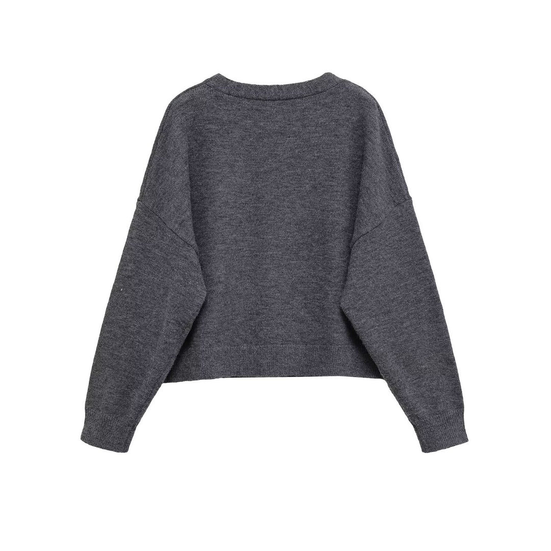 Damen lässige Strickjacke mit tiefem V-Ausschnitt und großen Taschen Drune