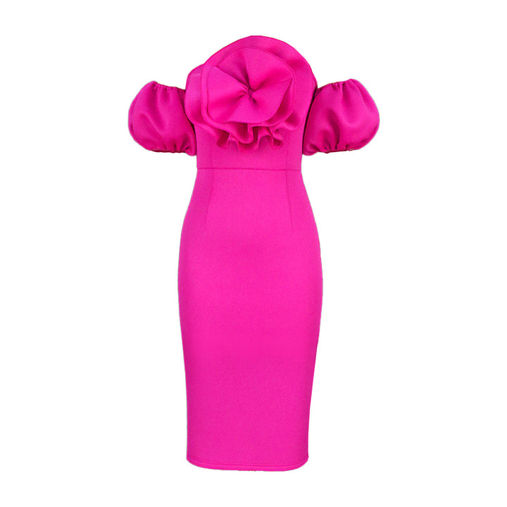 Damen figurbetontes Kleid mit voluminösem Oberteil Drune