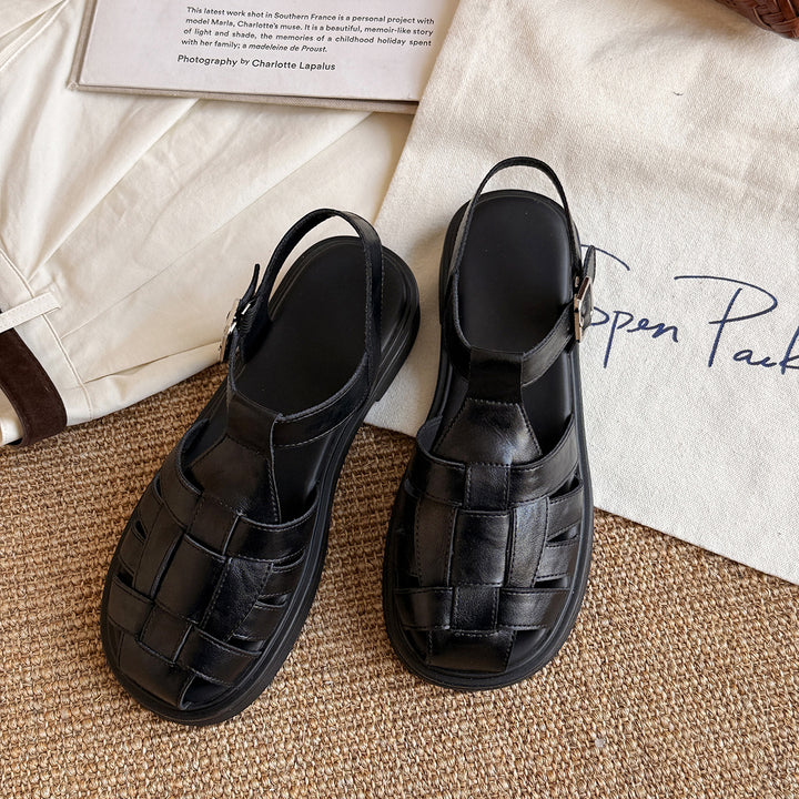 Damen Woven Leather Slingback Sandalen Drune