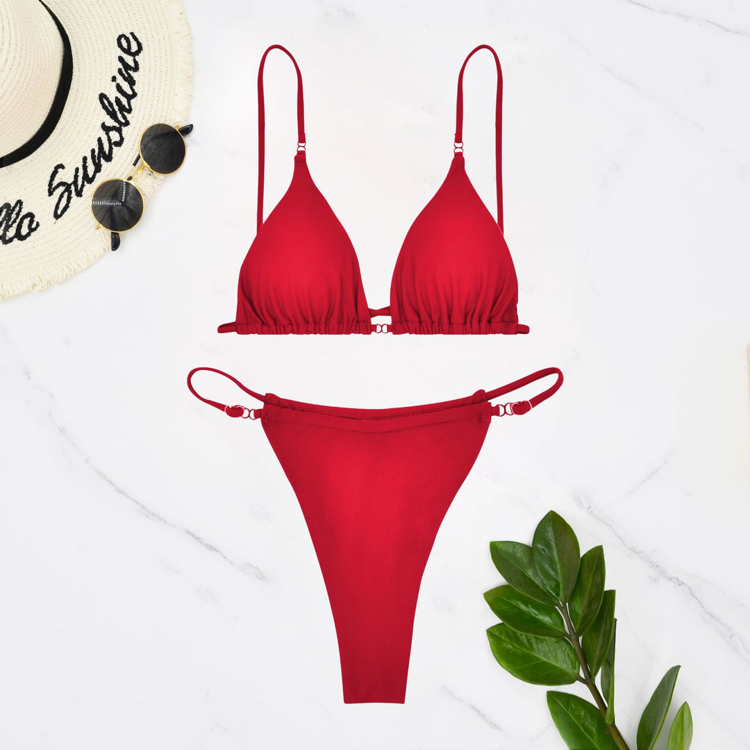 Damen Triangel-Bikini mit feinen Rüschendetails und verstellbaren Trägern Drune