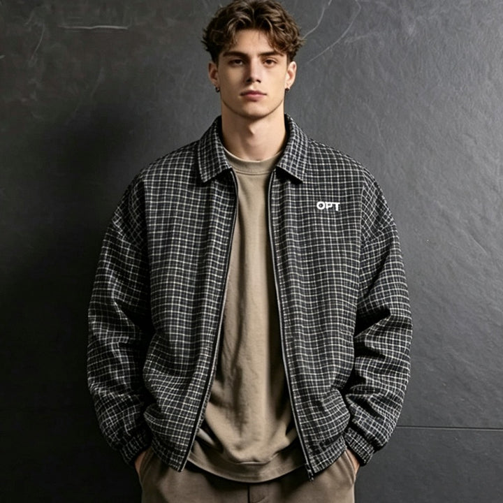 Herren Karierte Utility Jacke Drune