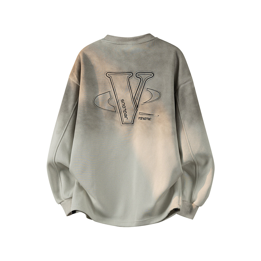Damen Oversize-Sweatshirt mit gesticktem Schriftzug, abgerundetem Saum & überschnittener Schulter Drune