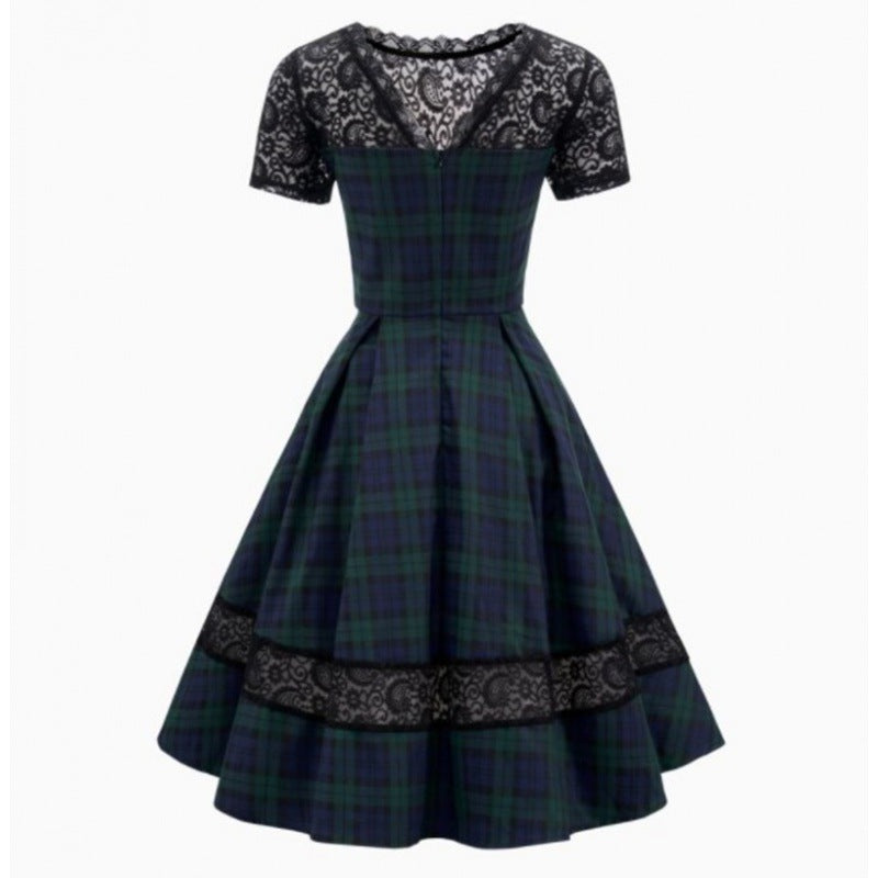 Damen Abendkleid mit Spitzenapplikationen und schwingendem Rock Drune