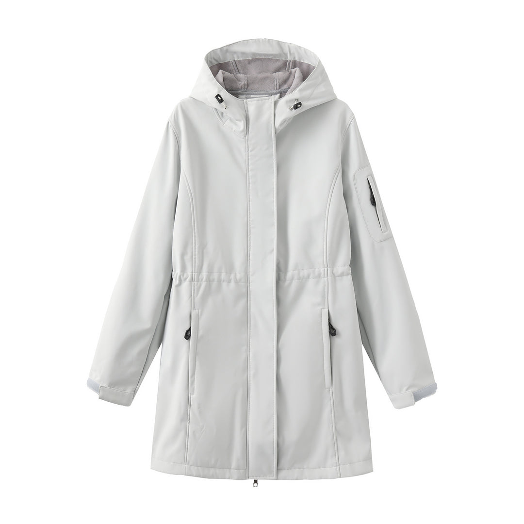 Damen nan funktionaler Softshell-Parka mit Teddyfleece-Futter, Kapuze und Taillenzug Drune