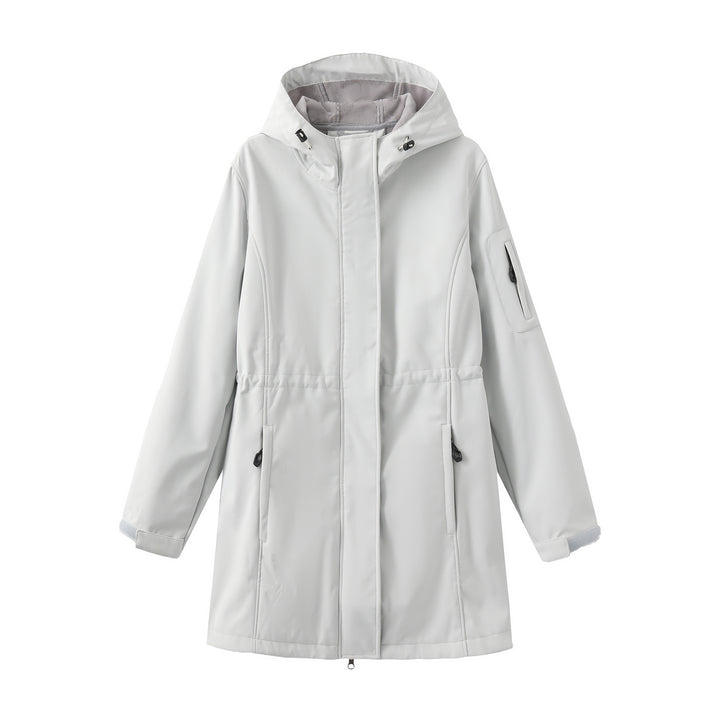 Damen nan funktionaler Softshell-Parka mit Teddyfleece-Futter, Kapuze und Taillenzug Drune