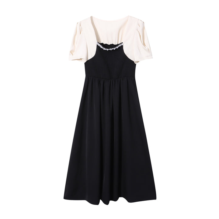 Damen Maxikleid mit Puffärmeln und dekorativem Ausschnitt Drune
