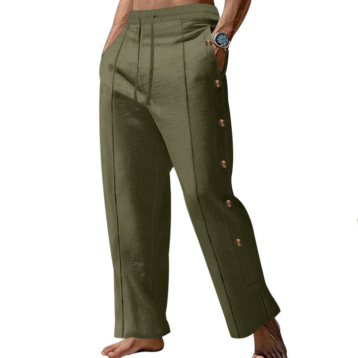 Herren nan maritime Relaxhose mit weitem Bein, elastischem Kordelzugbund und seitlicher Knopfleiste Drune