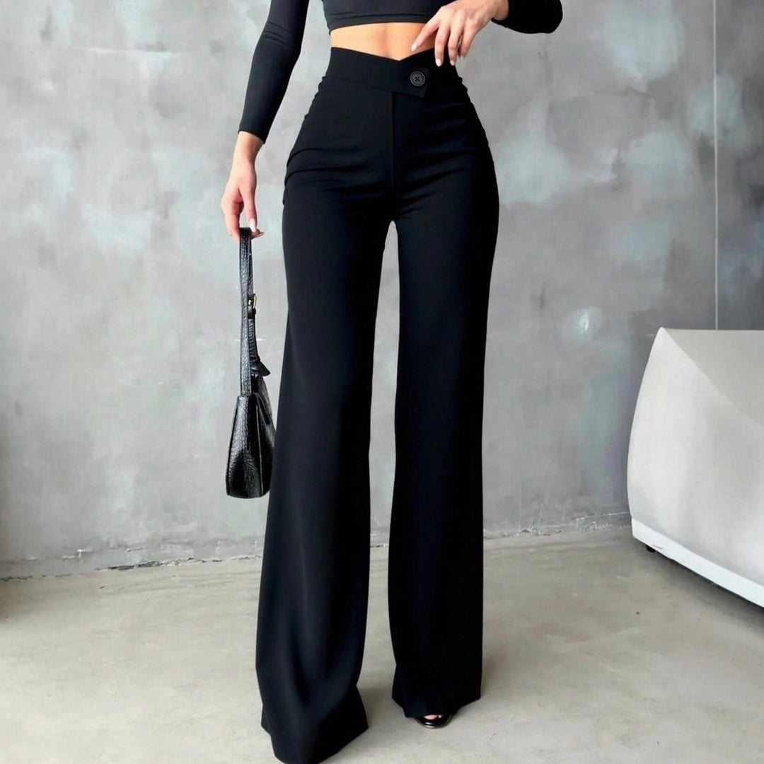 Damen Elegante High-Waist Hose mit weitem Schnitt Drune